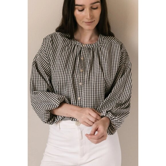 Pehr Tops - Pehr Black Gingham Women's Organic Cotton Blouse Size XS/S